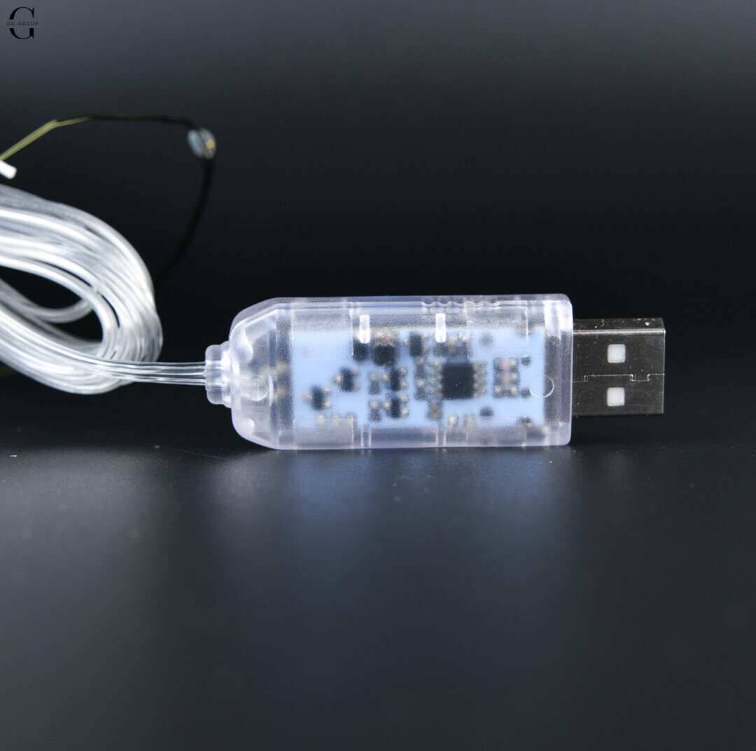 Гірлянда Rossa 50м 500 LED теплий жовтий + RGB, пульт, USB, мідний зелений провід